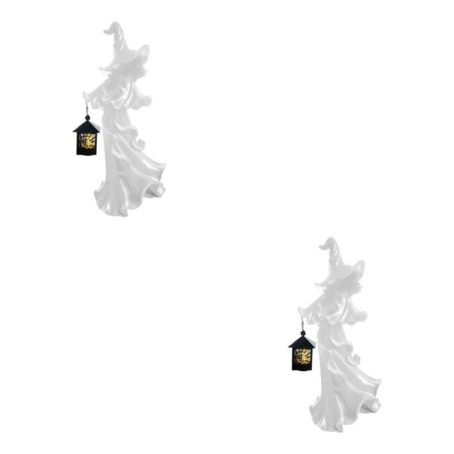 QualitChoice Sculpture de Fantômes d'Halloween Effrayants - Adaptée pour la Décoration Intérieure et Extérieure Résine Unique Blanc 2Set