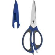 Copco 4-in-1 Ultimate Soft Grip Stainless Steel Kitchen Shears with Blade Cover, 10.83-Inch, Royal Blue and Gray