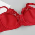 thumbnail image 6 of Women's Full Coverage Flower Lace Underwire Unpadded Comfy Minimizer Bra Plus Size Underwire Push-Up Bra Red 80, 6 of 8