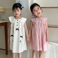 thumbnail image 3 of Vestido bonito de princesa de algodón puro para niña, vestido sin mangas con cuello Peter Pan y lazo de 1 a 10 años, ropa de verano para niños, 3 of 6