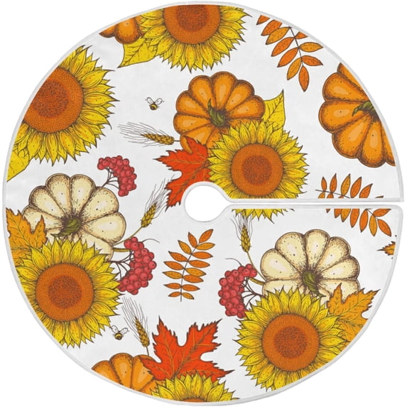 FMSHPON PumpkinSunflower Xmas Christmas Tree Skirt Stand Mat for Holiday Party Decoration Indoor Outdoor 48 inches