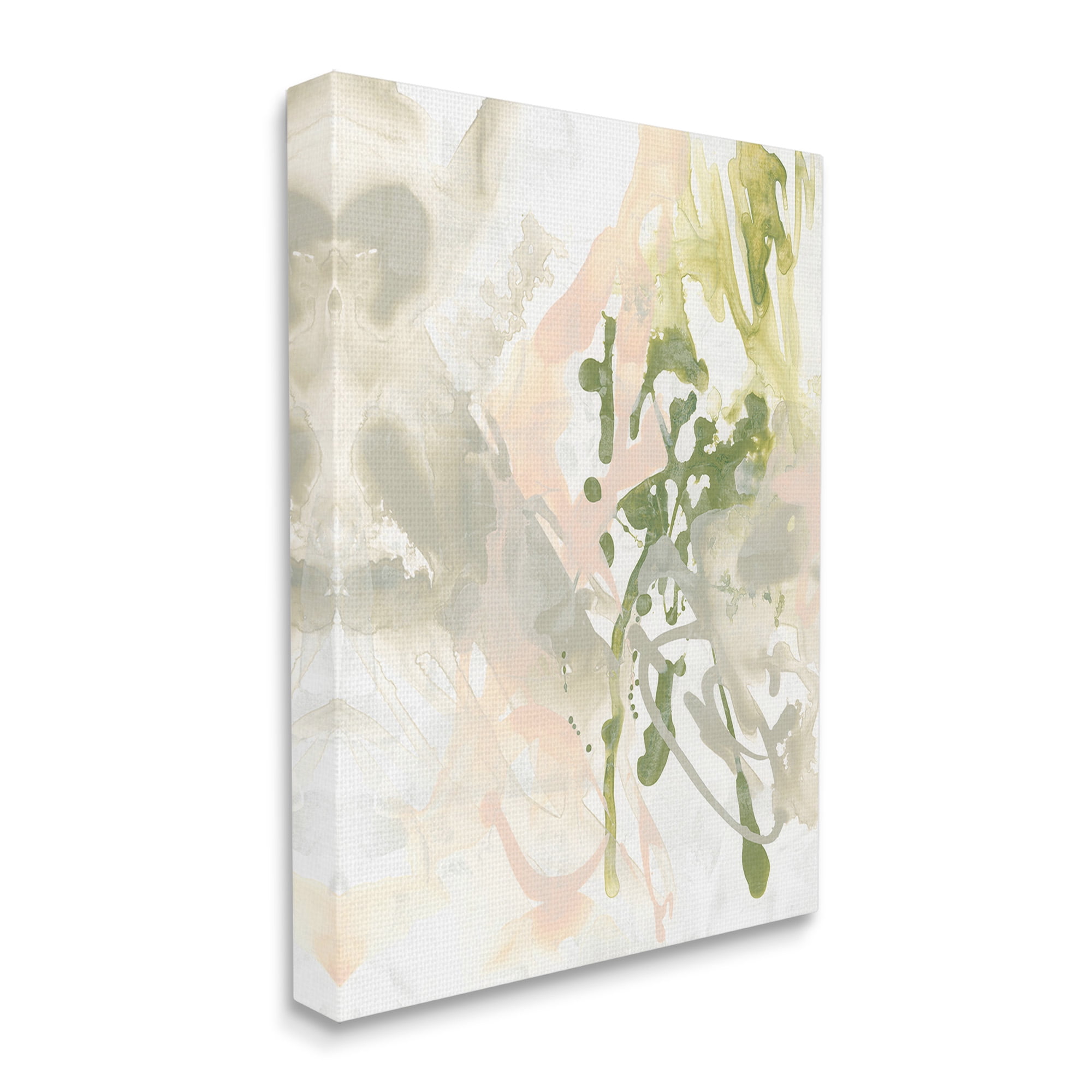 Stupell Industries Abstract Green & Beige Abstract Painting Gallery Wrapped Canvas Art Print Wall Art, 24 x 30