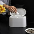 thumbnail image 3 of Stylish Bathroom Trash Small Garbage Can Wastebasket for Desk , White, 3 of 5