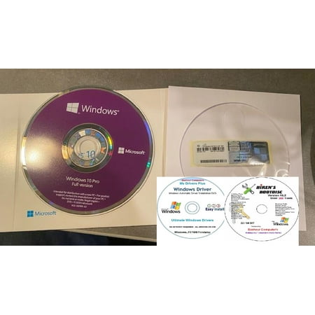 (3PK)..Microsoft Windows 10 Professional 64 bit (ORIGINAL OEM DVD WITH OEM PRODUCT KEY) & WINDOWS DRIVER CD , BOOT DISK HIREN'S(( NO RETURN FOR THIS ITEM))