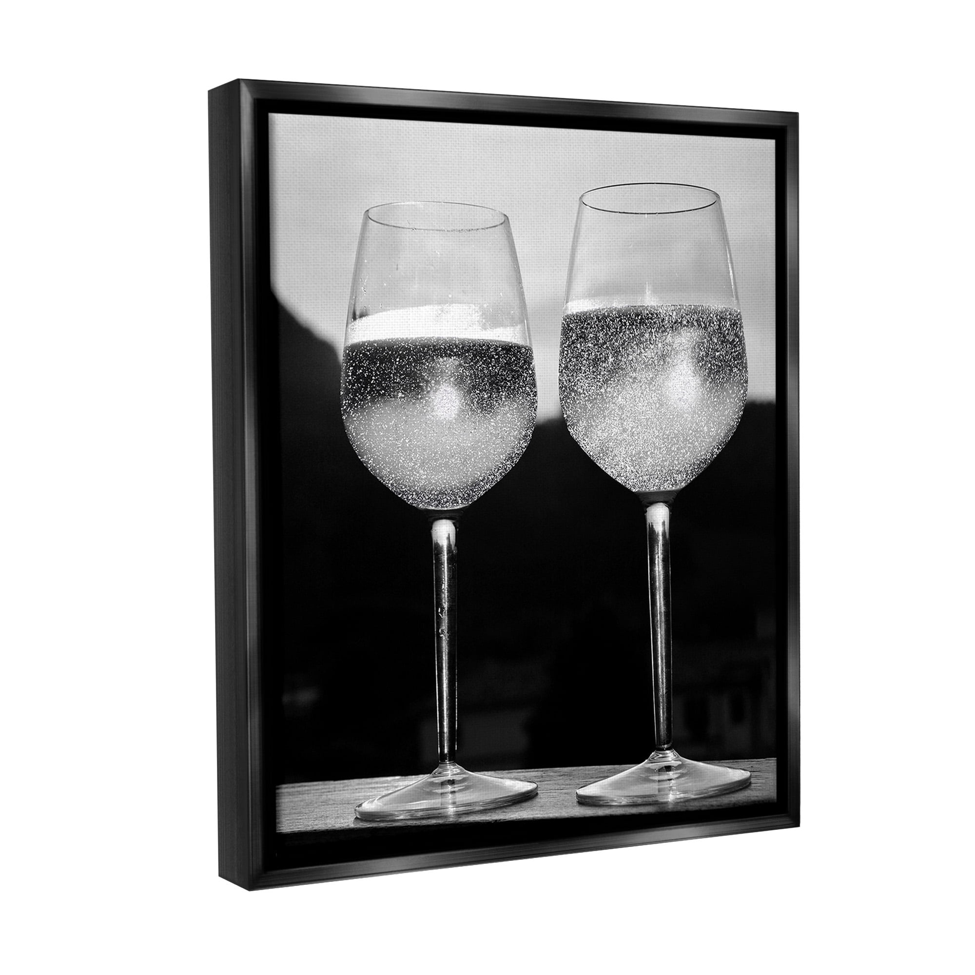 Stupell Industries Fizzy Champagne Glasses Food & Beverage Photography Black Floater Framed Canvas Art Print Wall Art, 25 x 31