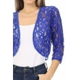 thumbnail image 5 of Moa Collection Women's Lace Crochet Bolero Open Cardigan with Sheer 3/4 Sleeves, 5 of 6