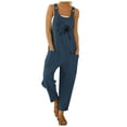 thumbnail image 1 of Femmes Été Boho Casual Print Romper avec Poches Jambe Large Longue Playsuit Sangle Bouton Robe Combinaison, 1 of 5