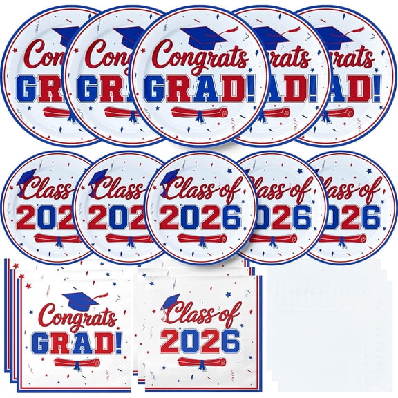 200pcs 2026 Graduation Plates and Napkins Set with Decorations Kit, for College High School Grad Party Decorations, Serve 50", Graduation Party Supplies