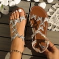 thumbnail image 3 of Rokment Women's Glitter Rhinestones Butterfly Flat Dress Sandals Bride Wedding Sparkly Open Toe No Heel Elastic Ankle Strap Slingback Dressy Summer Beach Shoes C Size 6.5, 3 of 7