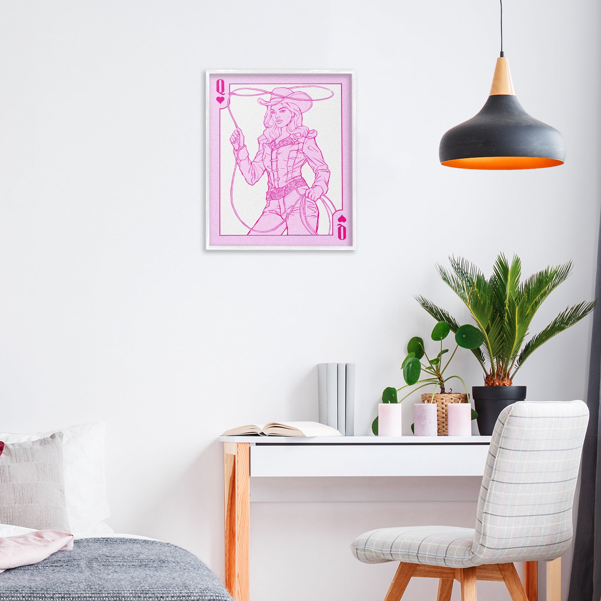Stupell Industries Cowgirl Queen of Hearts White Framed Giclee Art, design by Ziwei Li
