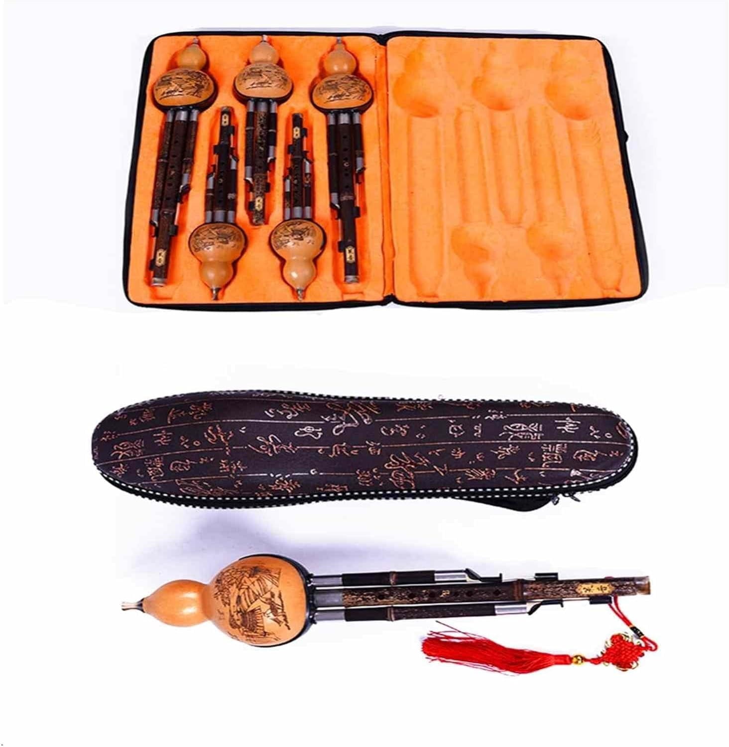 Bamboo Flute Hulusi 3 Tone Gourd Flauta Crashproof Calabash Hulusi Folk Musical Instruments Professional Cucurbit Flauta Chin, [Energy Class A]
