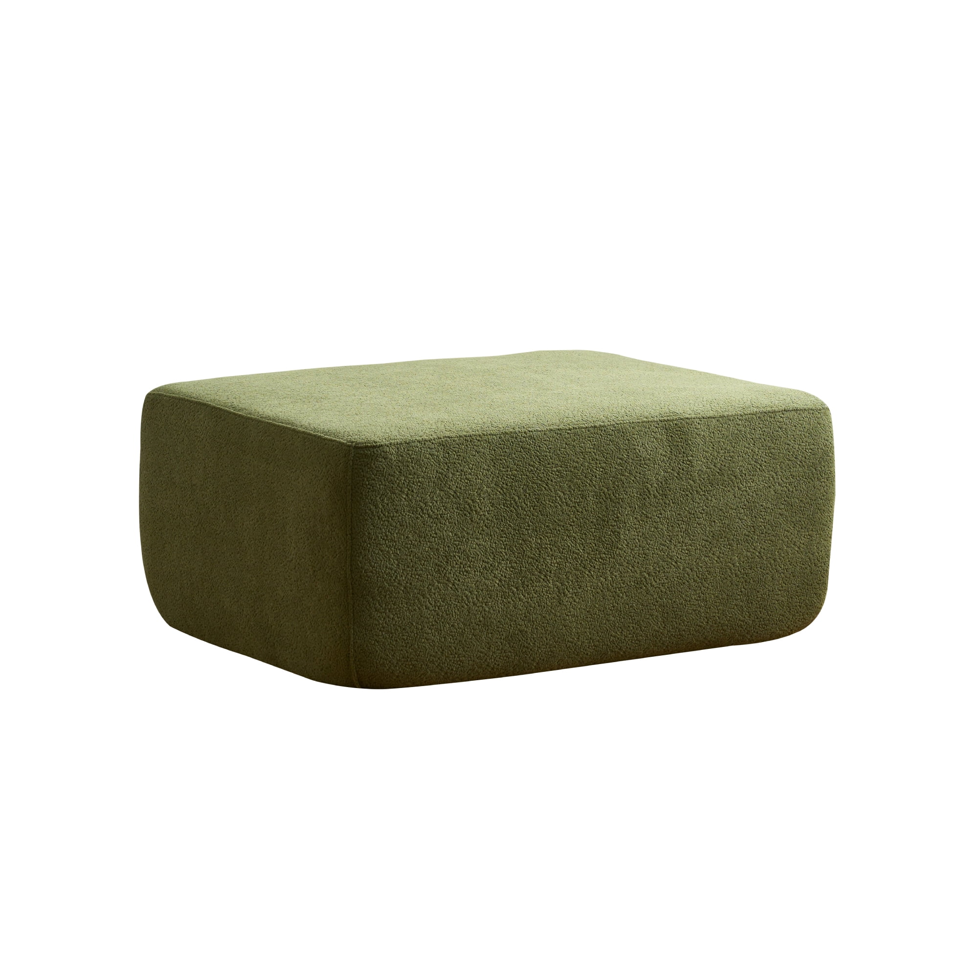 Ovios Oversized Ottoman Footrest for Sofa Large Sherpa Pouf Ottoman Coffee Table Rectangle Floor Bench Extra Seating for Living Room, No Assembly, Green