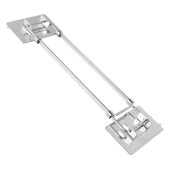 Barre de Rangement d'Angle de Douche Rv Réglable, Tige de Tension en Acier Inoxydable pour Organisation des Étagères de Salle de Bain, 5 Cintres en Plastique Inclus Tanuke Blanc