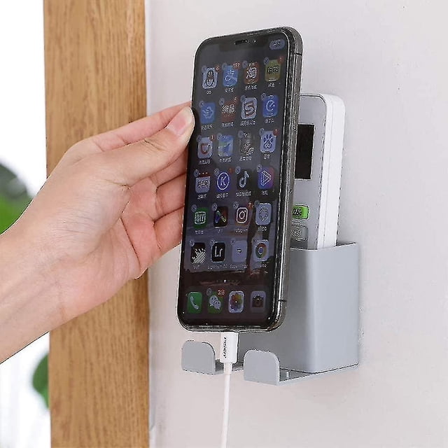 Soporte de control remoto de montaje en pared de 3 piezas, caja de almacenamiento de montaje en pared Abs para soporte de carga de teléfono celular, caja de almacenamiento de control remoto ZefeiWu 8390614051409