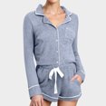 thumbnail image 3 of Pyjamas Confortables pour Femmes en Solde Mode Décontractée Vêtements de Nuit Manches Longues Hauts et Pantalons Ensemble de Pyjama à Manches Courtes avec Poches Ensembles de Pjs pour Femmes Nouveau Bleu TG, 3 of 5