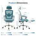 thumbnail image 3 of CONCETTA Ergonomic High-Back Mesh Office Chair with Footrest, Headrest, Lumbar Support, and Armrests, Reclining Computer Desk Chair on Wheels for Home Office Tasks, Blue, 3 of 10