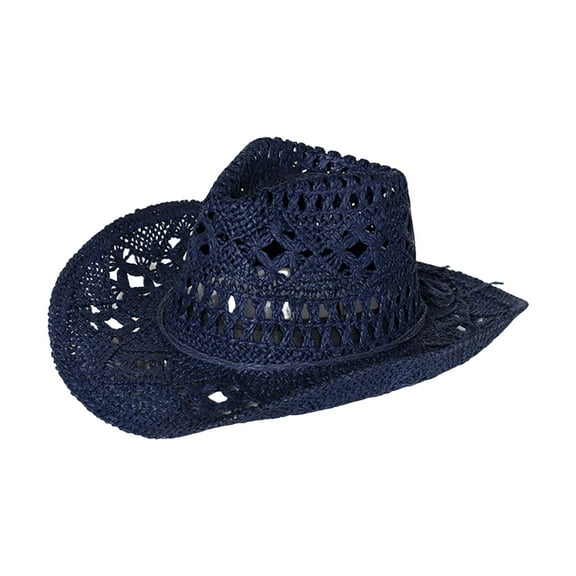 Eoperou Western Cowboy Straw Hat Handwoven Straw Hat For Both Men And Women Suitable For Beach Shade, Hiking