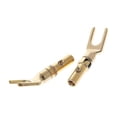 thumbnail image 3 of 8 Pcs Brass Gold Plated Y Spade Speaker Plugs o Screw Fork Connector Adapter, 3 of 4