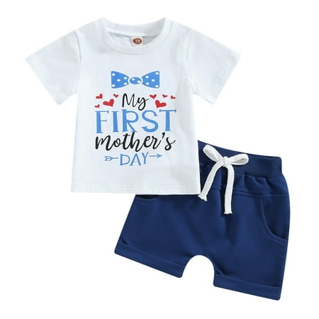 

My First Mother s Day Baby Boy Outfit Short Sleeve T Shirt Casual Shorts 2Pcs Set Cute Infant Newborn Clothes 3M 6M 12M 18M