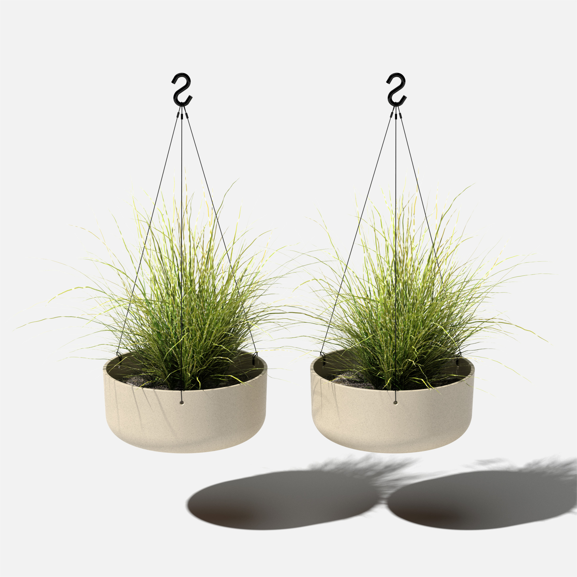 Veradek Mason Series Hanging Kona Bowl 14" Plastic-Stone Planter 2-Pack Sand