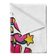 thumbnail image 2 of Saying Soft Flannel Fleece Throw Blanket, Yes You Can Message Graffiti Word Bubble Style with Stars, Cozy Plush for Indoor and Outdoor Use, 50" x 60", Hot Pink Yellow and Blue, by Ambesonne, 2 of 5