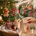 thumbnail image 5 of QISIWOLE Gingerbread Man Ornament Set of 12, Wooden Hanging Christmas Decoration, 3.2 in Wood Ornament Set, for Christmas Tree Wreath and Holiday Party Decor, 5 of 6