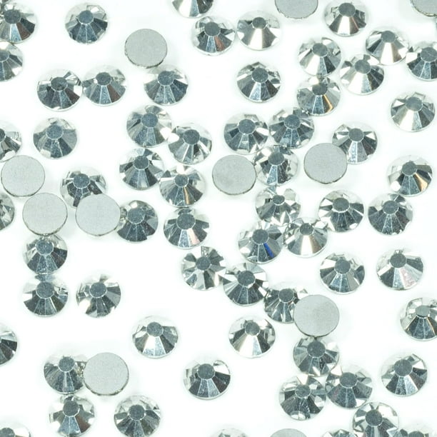 1440 piezas SS16 de diamantes de imitación de plata para uñas a granel de 0.157 in de plata metálica, cristales redondos K9 de cristal con parte trasera plana, piedras de diamantes, pegamento para uña