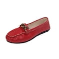 thumbnail image 2 of Crunowin Women's Round Toe Soft Sole Flat Shoes, Solid Color Versatile Style Fashionable Casual Spring/Summer Trendy Comfortable Footwear Red 9.5, 2 of 9