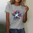 thumbnail image 2 of Short Sleeve Summer T-Shirts for Women Stars Hearts Printed Tops July 4th Outfits Casual Crew Neck Base Tees (3XL, Gray), 2 of 7