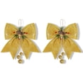 thumbnail image 2 of Feliz Navidad Bowknot Navidad Lentejuelas Guirnalda Adornos Espumoso Bola de pino Colgantes Corbata Artesanía Regalo Decoración Dorado 2 piezas Scienceny HA009456-01, 2 of 6