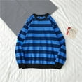 thumbnail image 2 of outfmvch hoodies for women autumn winter round neck stripe sweatshirt pullover long sleeved womens tops blue, 2 of 5
