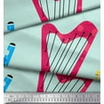 thumbnail image 2 of Soimoi Green Modal Satin Fabric Guitar & Xylophone Musical Instrument Printed Craft Fabric by the Yard 42 Inch Wide, 2 of 3