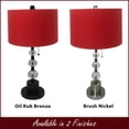 thumbnail image 6 of Royal Designs Brush Nickel Lamp with Crystal Ball Accents and Red Shallow Drum Hardback Lamp Shade, 6 of 7