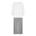 thumbnail image 4 of AherBiu Christmas Pajamas 2 Piece Sets for Women Solid Color Tops Plaid Capris Pjs Homewear Set, 4 of 5