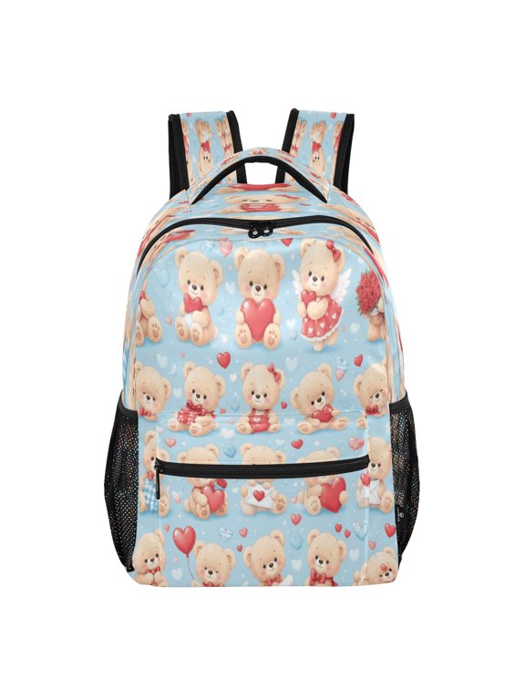 Wobogo Backpack Teddy Hearts School Bookbag Lightweight Daypack with Multiple Pockets Adjustable Straps for Students