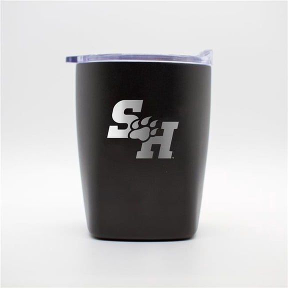 Logo Brands 294-S14PR-BLK-9 Sam Houston State 10 oz Black Etch Powdercoat Rocks Tumbler