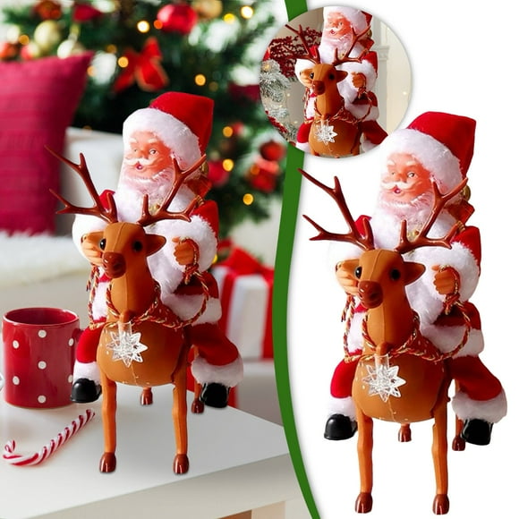 Hearth & Gear Santa Riding Reindeer Novelty Hilarious Motion Activated Desk For Festive Punching Bag Hook Folding Carpet Sensory Book 1 Year Padded Playmat Clean Mattress Animal Games Baby Carillon