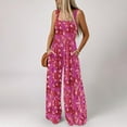 thumbnail image 3 of Sakmal Boho One Piece Jumpsuits for Women Flowy Sleeveless Pink Dressy Overalls Long Square Neck Wide Leg Floral Pants with Pockets, 3 of 8