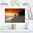 thumbnail image 1 of Woman Walking on Beach - Seashore Photo Canvas Art Print, 1 of 3