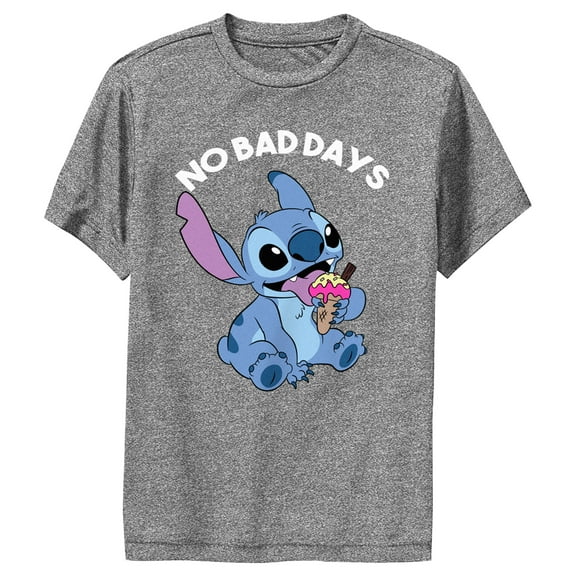 Boy's Lilo & Stitch No Bad Days  Performance Graphic Tee Charcoal Heather Small