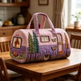 thumbnail image 6 of Beforeyayn Quilted Embroidery Duffle Bag For Women, Large travel tote bag with cute nature prints shoulder bag for weekend trip, for travelers, suitable for gym and beach,, 6 of 6