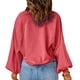 thumbnail image 5 of Moda mujer Casual sólido cuello vuelto manga larga botón suelta otoño blusa Tops Pompotops FGAJ21834, 5 of 8