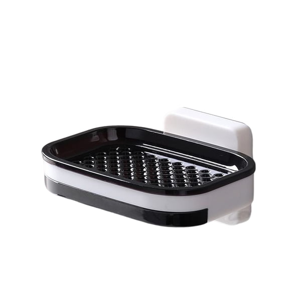 Advancent Organizador de esponja montado en la pared, caja de almacenamiento de agua a prueba de humedad, estuche organizador de artículos de Juegos de accesorios de baño Capa única negra