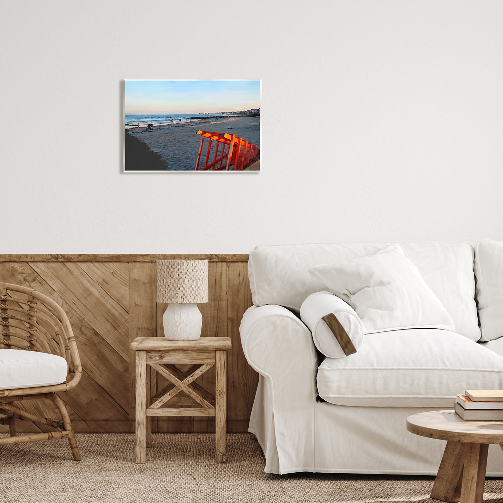 Stupell Beach Walkway People Lounging Landscape Painting Wall Plaque Unframed Art Print Wall Art