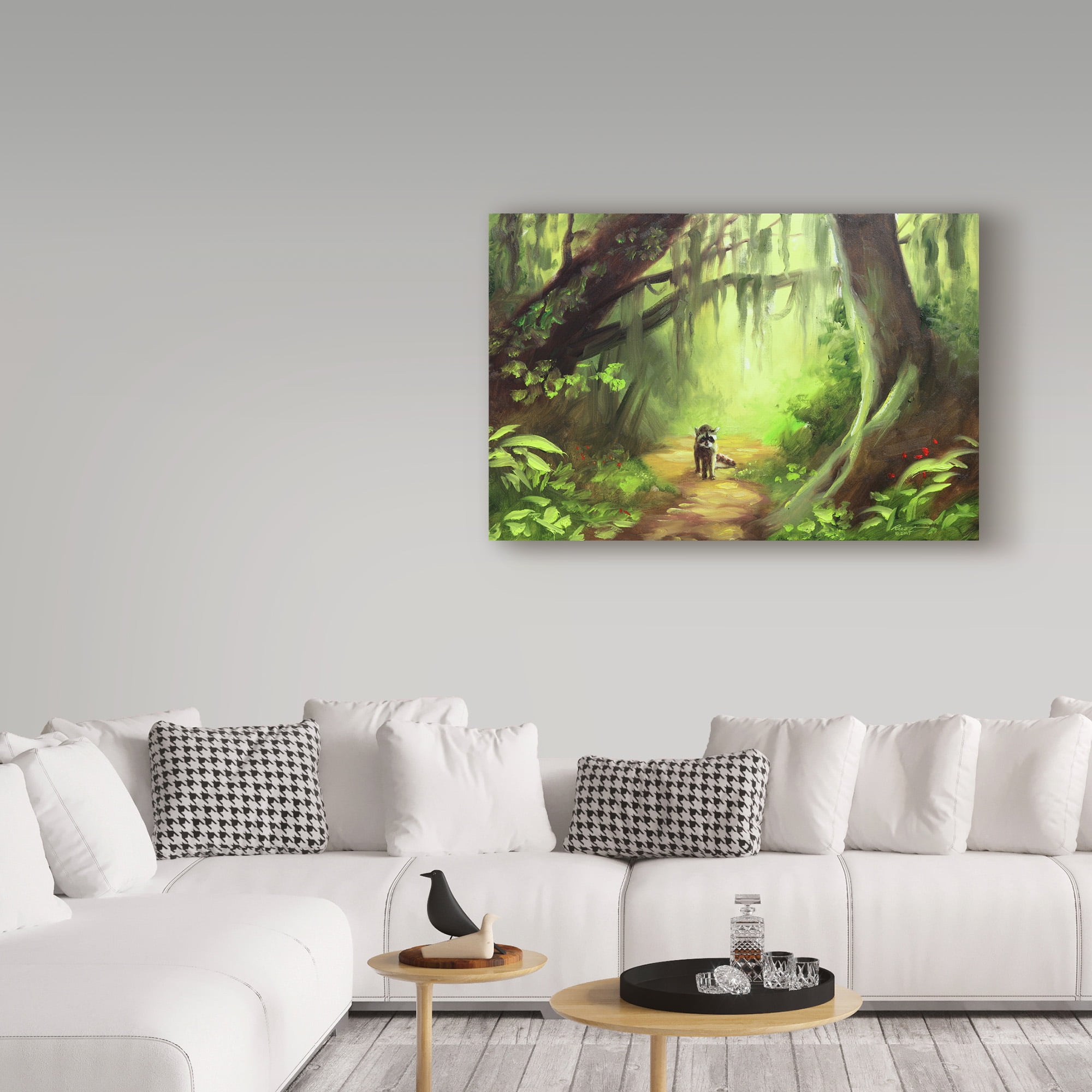 Trademark Fine Art 'Raccoon In The Path' Canvas Art by D Rusty Rust