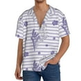 thumbnail image 3 of Disketp Men's Hawaiian Stripes and Sprigs of Lavender Print Shirts Button Down Holiday Beach Shirts-Small, 3 of 7