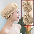 thumbnail image 1 of Djiypn 2-Pack Reusable Shower Caps - 9.64 Inch Elastic Hair Protector, Waterproof Double Layer for Women - Rose Gold, 1 of 8