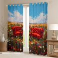 thumbnail image 2 of Feelyou Red Groovy Floral Blackout Curtains Set of 2 (52x84 Each), Farmhouse Flower Botanical Window Curtains, Vintage Oil Printing Curtains and Drapes, Window Curtains Bedroom Decor, 2 of 6