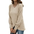 thumbnail image 2 of yoeyez Tunique en Tricot pour Femmes, Chandails à Manches Torsadées Patchwork, Col Ras du Cou Raglan, Chemises à Manches Longues, Hauts de Mode d'Automne 2024, Kaki, M, 2 of 6