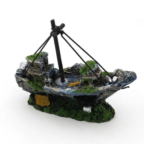 Aquarium Decoration, Fish Tank Ornaments Shipwreck Decor Sunken Ship for Freshwater Saltwater Tanks Pirate ship